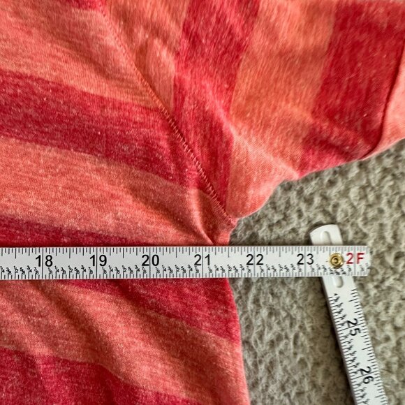 Free People Trapeze Top Pink Striped Oversized ¾ Sleeve Tunic High Low Hem - Picture 13 of 16
